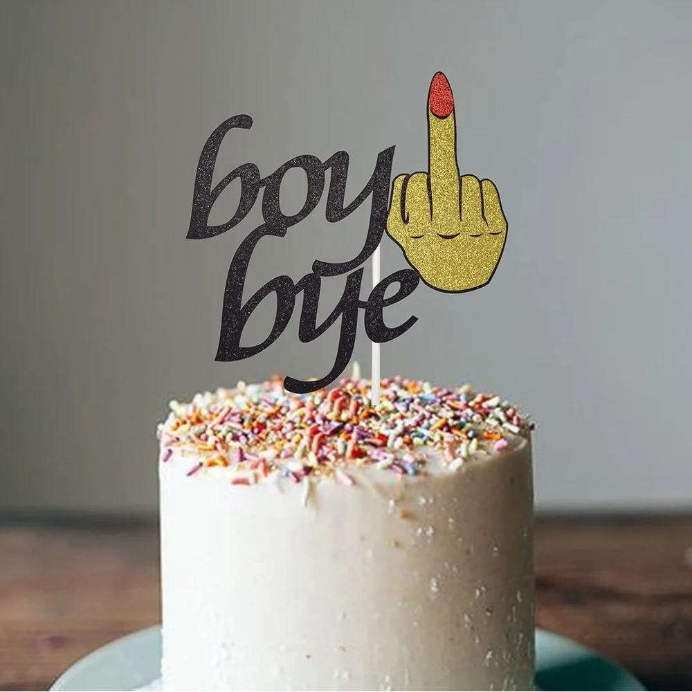 Boy Bye Cake Topper for Divorce, Break-up, Single Freedom Party Decorations